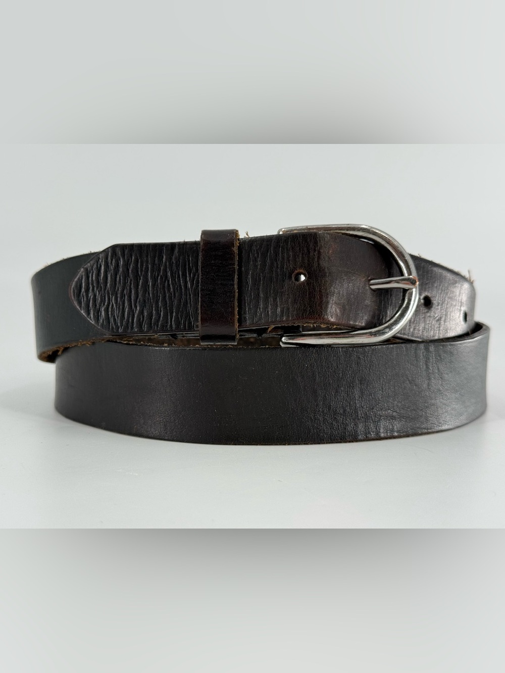 Vintage Very Worn Black Leather Belt 34 - Picture 1 of 8
